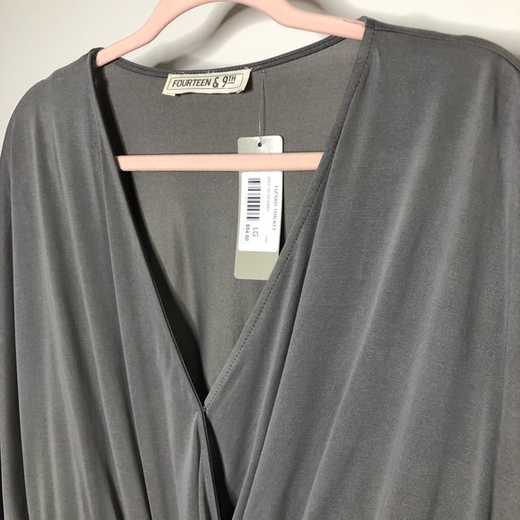 Fourteen & 9th Gray Knit Lizard Thicket Dolman Top Pant Jumpsuit - Picture 5 of 11